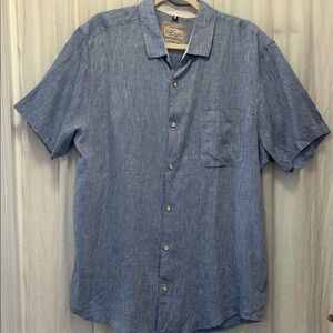 Bruno Positano Washable Linen Light Blue Casual Button-Down Shirt